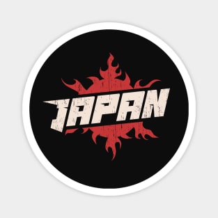 Japan logo badge fire sun emblem typography distressed Magnet